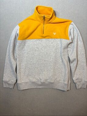 TNA Half-Zip Sweater in Yellow and Light Gray